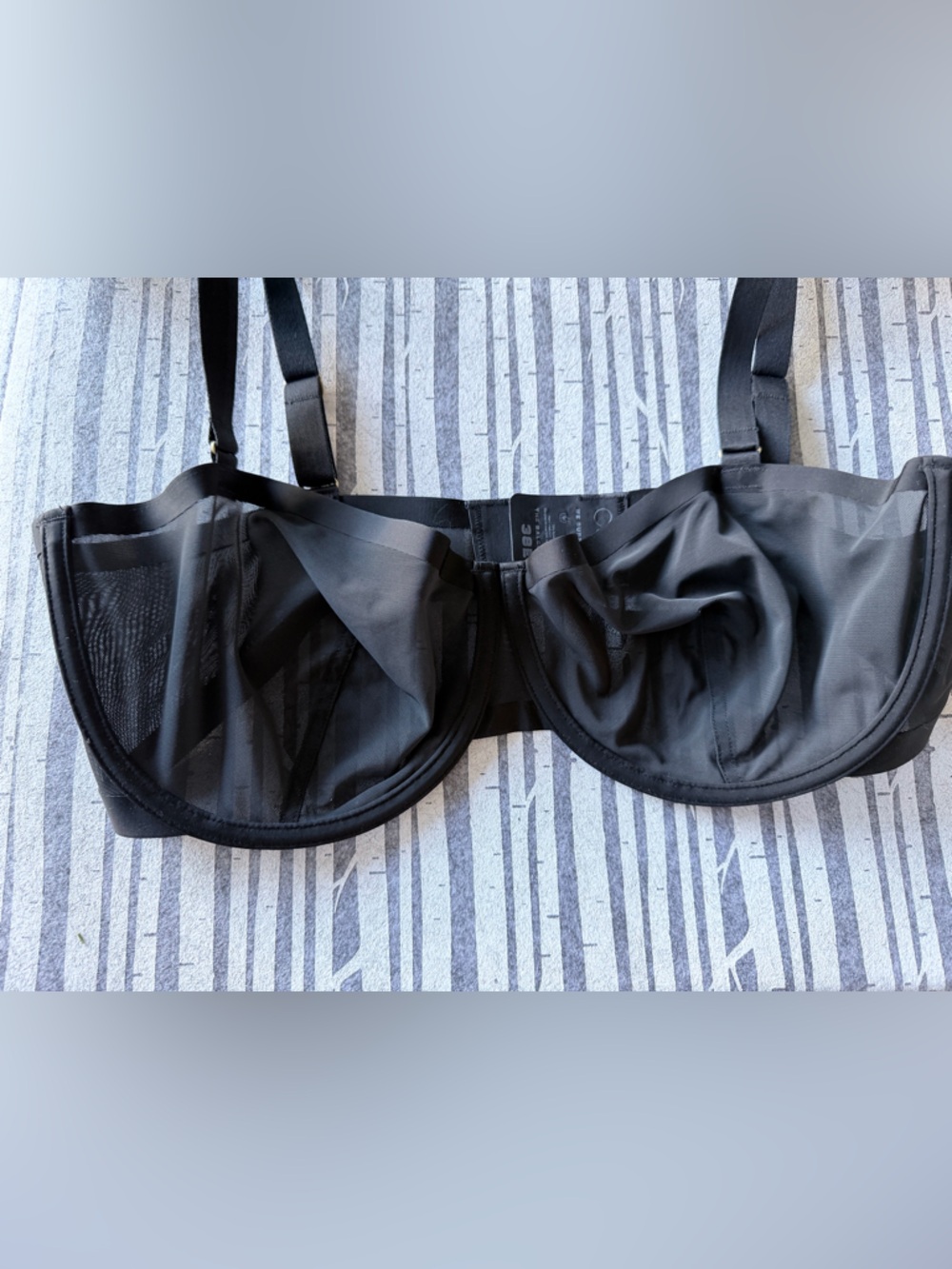 CUUP Black Sheer Underwire Bra with Adjustable Straps
